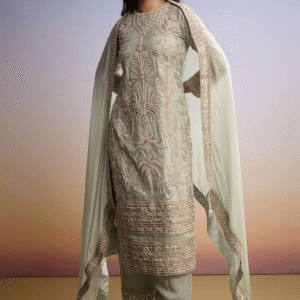 ✨ Elegant Pastel Sage Embroidered Salwar Suit – A Royal Ensemble ✨