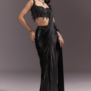 Metallic Noir Drape Saree ✨🖤💎